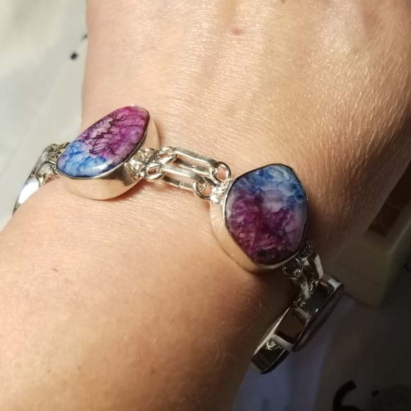 925 Sterling Silver Jewelry - Lovely Rainbow Solar Quartz Sterling Bracelet